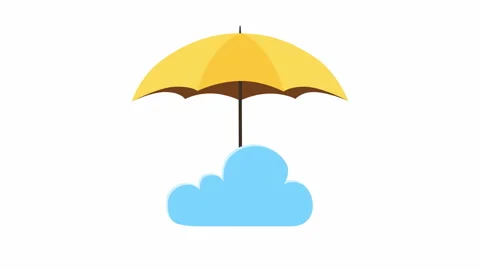 Cloud Protection Concept with Umbrella Flat Illustration Stock Footage 340964644