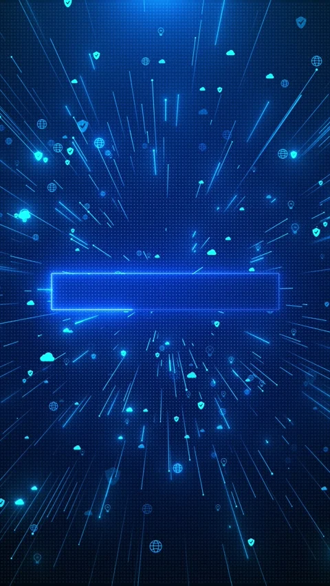 Cloud protection data background with glowing blue security symbols, speed lines Stockbeeldmateriaal 334124473