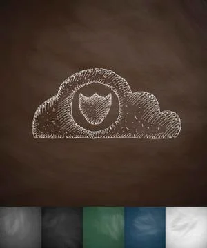 Cloud protection icon. Hand drawn vector illustration Stockillustratie