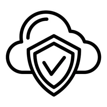 Cloud protection line icon. Cloud with shield vector illustration isolated on 스톡 일러스트