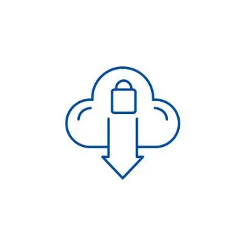 Cloud protection line icon concept. Cloud protection flat vector symbol, sign 스톡 일러스트