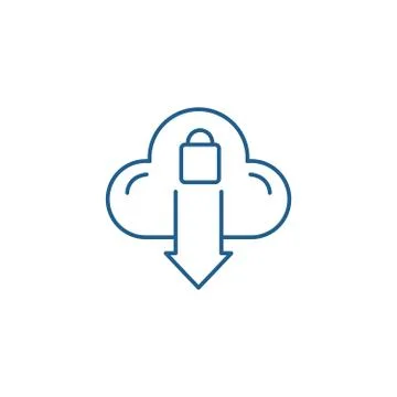 Cloud protection line icon concept. Cloud protection flat vector symbol, sign イラスト素材