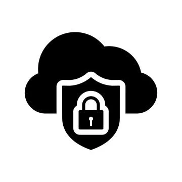 Cloud, protection, security icon. Black vector graphics. Stock Photos