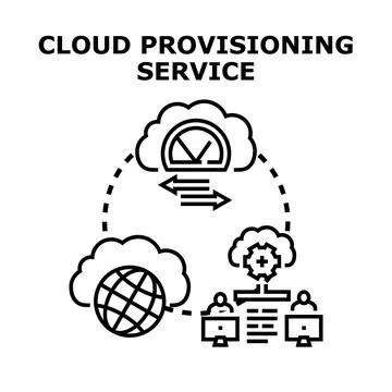 Cloud provisioning service concept representing data allocation Illustrazione stock