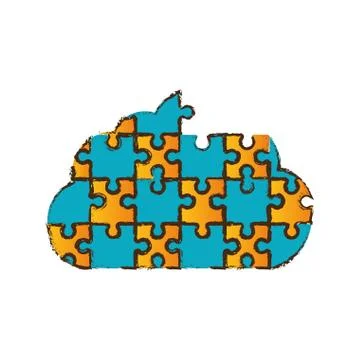 Cloud puzzle pieces image Illustrazione stock