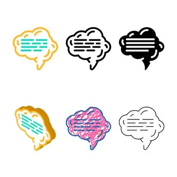 Cloud quote speech color icon set vector Stock Illustration