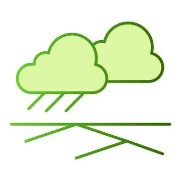 Cloud of rain and field flat icon. Rain under field green icons in trendy flat Stock Illustration