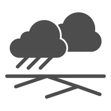 Cloud of rain and field solid icon. Rain under field vector illustration Stock Illustration