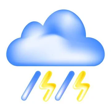 Cloud with rain and lightning 3D icon for weather forecast. Storm and thunder 스톡 일러스트