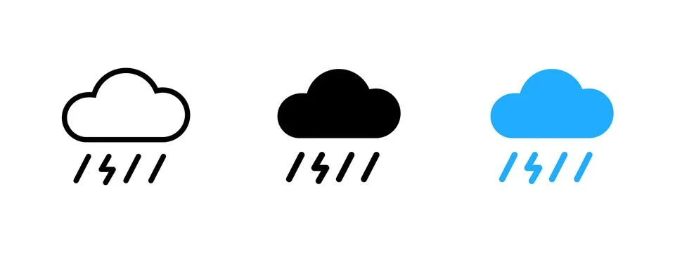 Cloud with rain and lightning icon. Storm and thunder symbol. Weather forec.. Stock Illustration