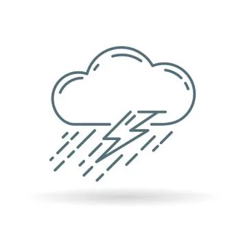Cloud with rain and lightning thunderstorm icon Stock Illustration