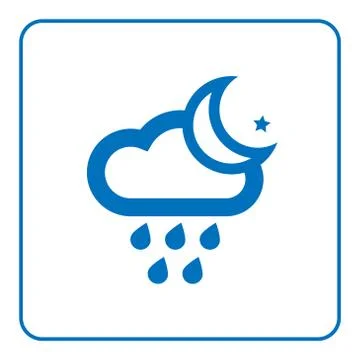 Cloud rain and moon star icon Stock Illustration
