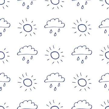 A cloud with rain and sunshine. A cute, minimalist set of wall art for the ch Stock Illustration