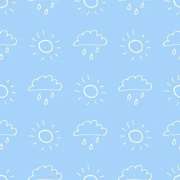 A cloud with rain and sunshine. A cute, minimalist set of wall art for the .. Stock Illustration