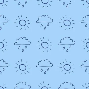 A cloud with rain and sunshine. A cute, minimalist set of wall art for the .. Stock Illustration