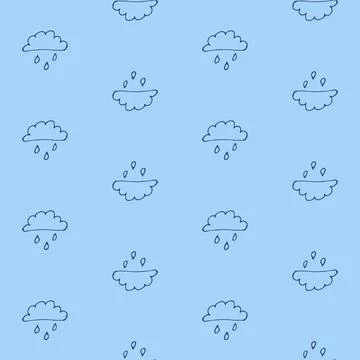 A cloud with rain drawn by hand. A cute, minimalist set of wall art for the.. Stock Illustration