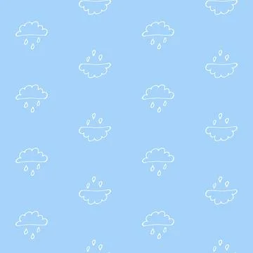 A cloud with rain drawn by hand. A cute, minimalist set of wall art for the.. Stock Illustration