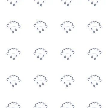 A cloud with rain drawn by hand. A cute, minimalist set of wall art for the.. Stock Illustration