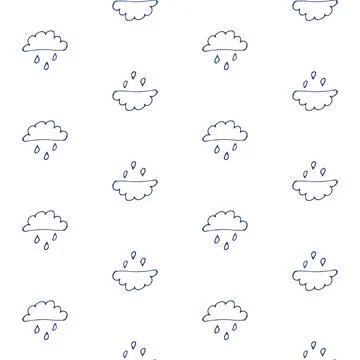 A cloud with rain drawn by hand. A cute, minimalist set of wall art for the.. Stock Illustration
