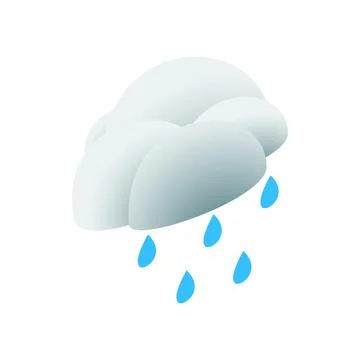 Cloud with rain drop icon, isometric 3d style Stock Illustration