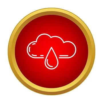 Cloud with rain drop icon for weather app Stock Illustration