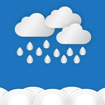 A cloud with rain drop over water or sea against blue sky background in rainy Stock Illustration