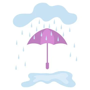 Cloud with Rain drop on umbrella. Flat style vector illustration 스톡 일러스트