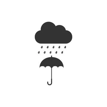 Cloud with rain drop on umbrella icon isolated. Flat design. Vector Illustration Stock Illustration