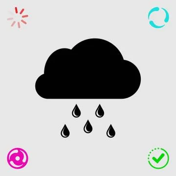Cloud with rain drops icon stock vector illustration flat design Stock Illustration