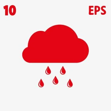 Cloud with rain drops icon stock vector illustration flat design Stock Illustration