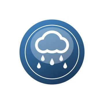 Cloud with rain drops inside blue circle icon vector illustration isolated on Stock Illustration