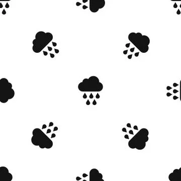 Cloud with rain drops pattern seamless black Stock Illustration
