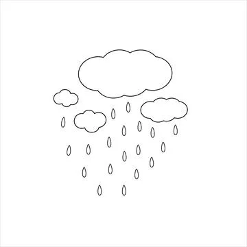 Cloud with rain drops simple cartoon doodle vector illustration for kids Illustrazione stock