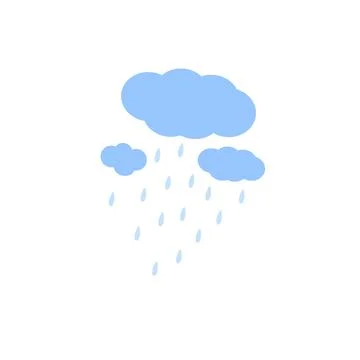 Cloud with rain drops simple cartoon vector illustration for kids, nature des イラスト素材