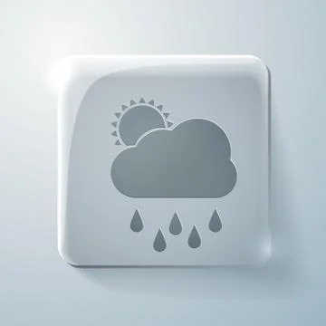 Cloud rain. glass square icon with highlights Stock Illustration
