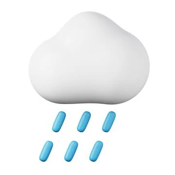 Cloud with rain high quality 3D render illustration icon. Stock Illustration