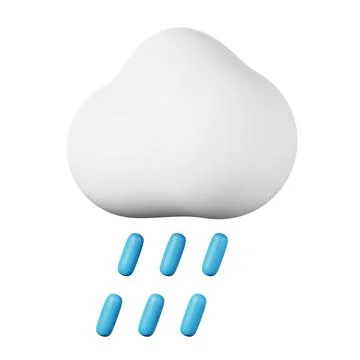 Cloud with rain high quality 3D render illustration icon. Illustrazione stock