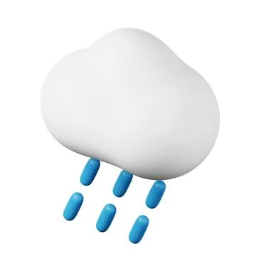 Cloud with rain high quality 3D render illustration icon. Stock Illustration