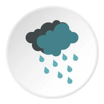 Cloud with rain icon, flat style Illustration