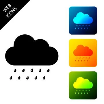 Cloud with rain icon isolated. Rain nimbus cloud precipitation with rain drops Illustrazione stock