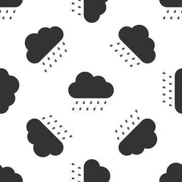 Cloud with rain icon seamless pattern on white background. Rain cloud イラスト素材