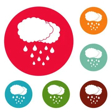 Cloud rain icons circle set Ilustración de archivo