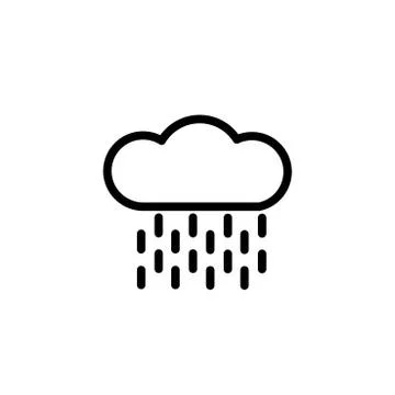 Cloud &amp; rain isolated on white background. Vector art. Stock Illustration
