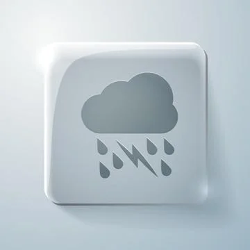 Cloud rain lightning. glass square icon Stock Illustration