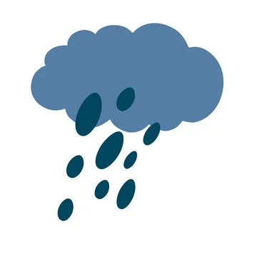 Cloud with rain. Rainy weather. Cloudy sky silhouette with raindrops. Weather Stock Illustration