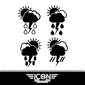 Cloud rain sun thunder icon Stock Illustration