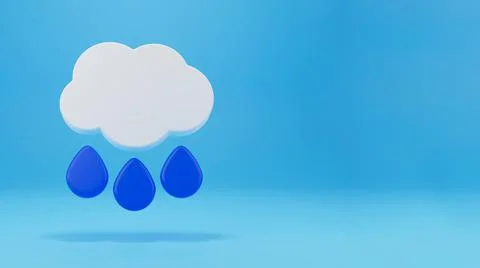 Cloud with rain Symbol in 3D rendering isolated on blue background Stock Illustration