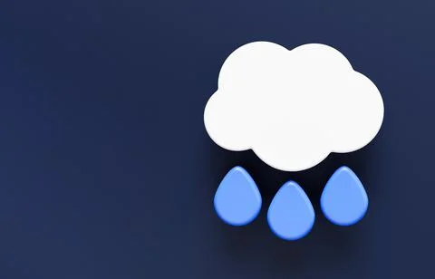 Cloud with rain Symbol in 3D rendering isolated on blue background Stock Illustration