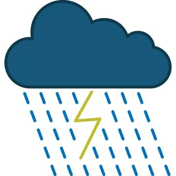 Cloud With Rain Thunder Filled Outline Icon Vector Stock Illustration