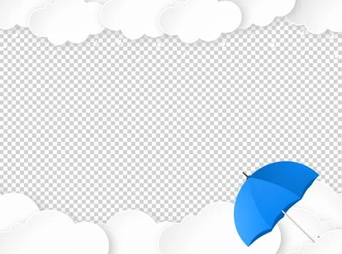 Cloud rain with umbrella isolate on png or transparent, clear sky with cloud, Stock Illustration
